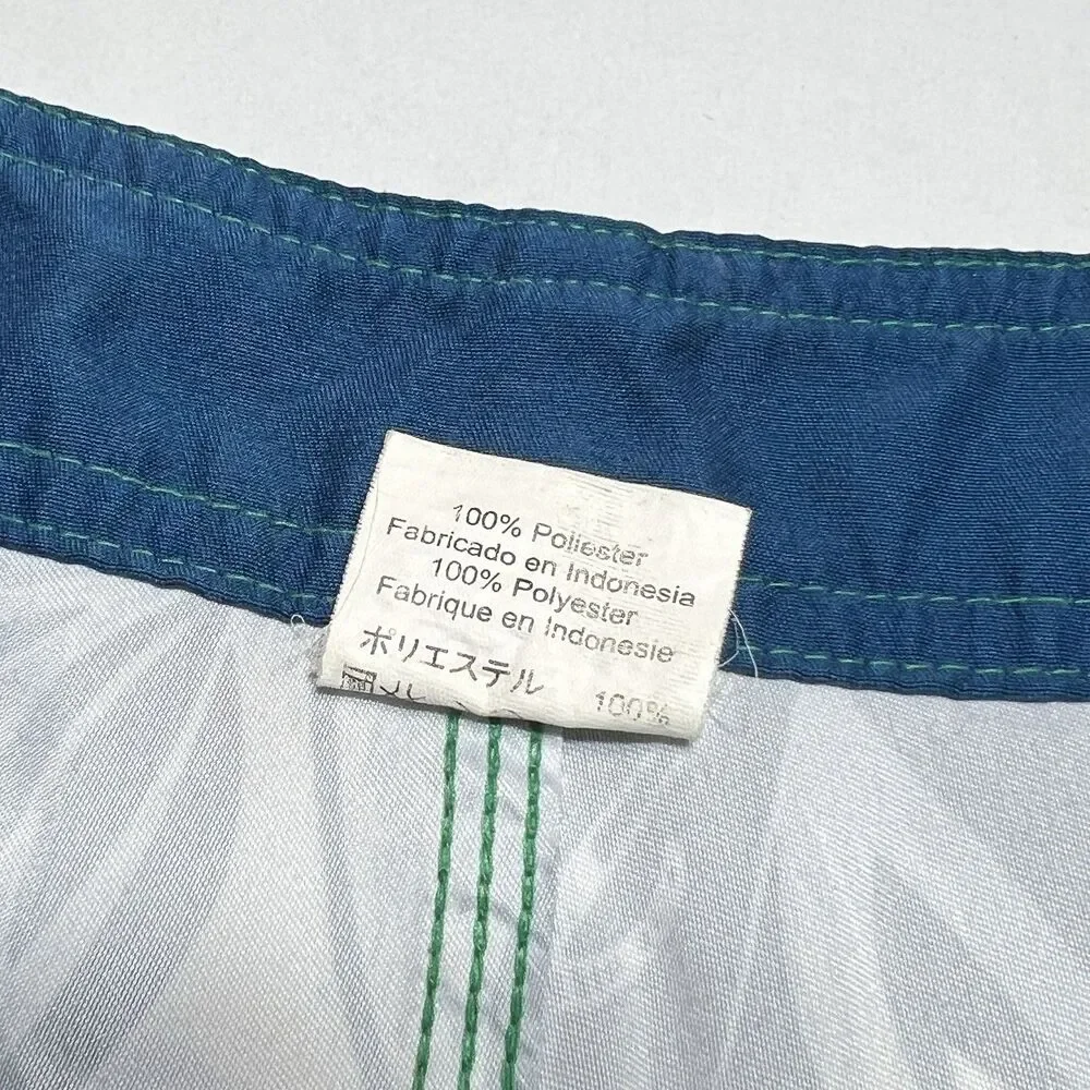 Reef Mens Vtg Y2K Board Shorts 36 Blue Bikini Tropical Floral Swim Trunks Surf